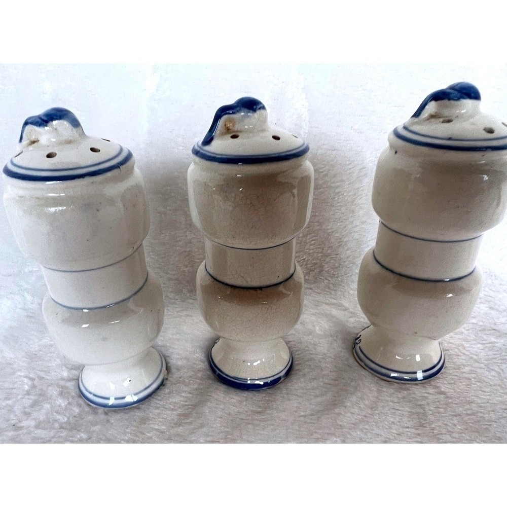 Vintage Blue Onion Decor Ceramic Spice Jar Set Garlic Salt Onion Ginger Japan - Picture 13 of 15